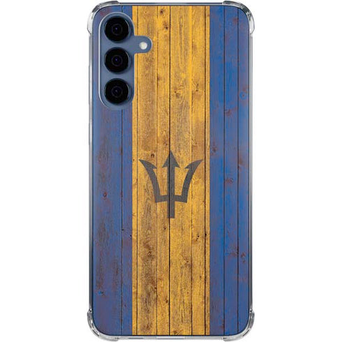 Barbados Flag Dark Wood Galaxy A35 5G Clear Case